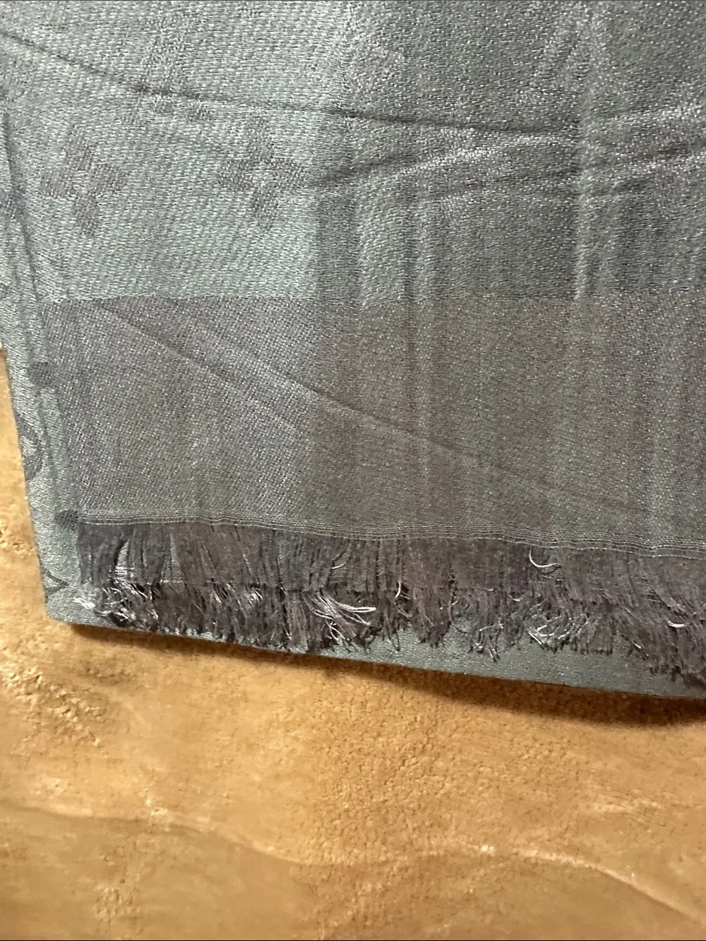 Women’s elegant silver -Grey Monogram Silk Scarf